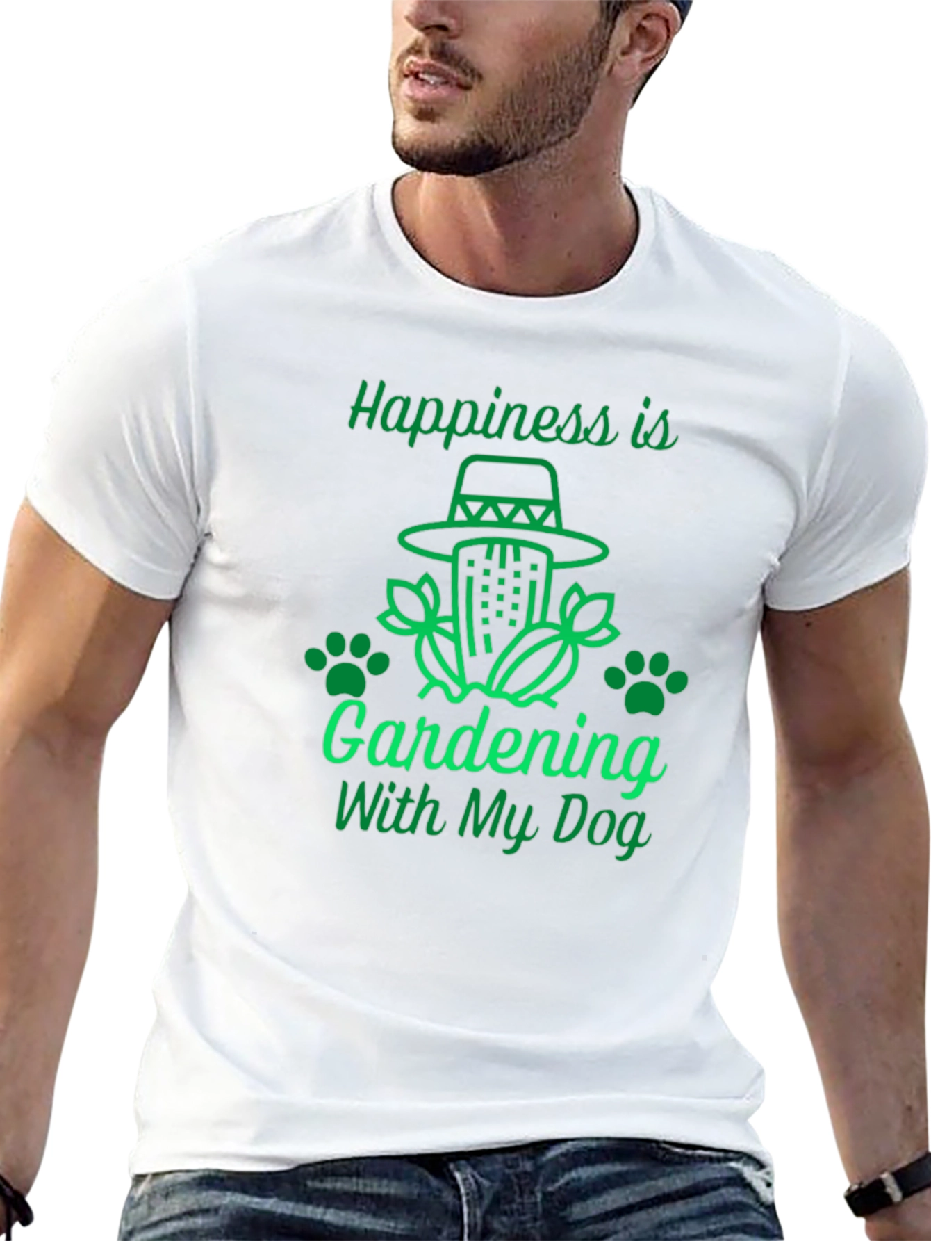 Gardening with My Dog Black Graphic T-Shirt