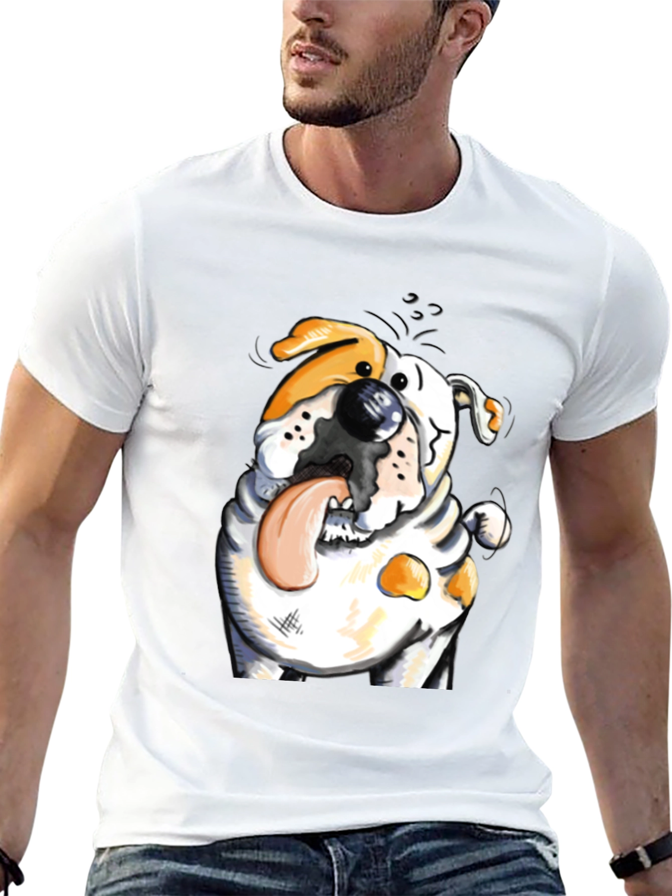 Cartoon Bulldog Graphic T-Shirt - Funny Dog Tee