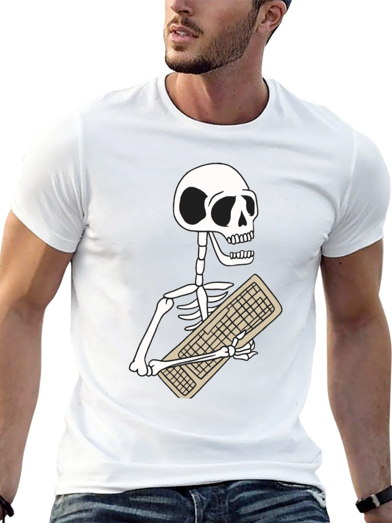 Skeleton Keyboard T-Shirt - Programmer Humor Tee