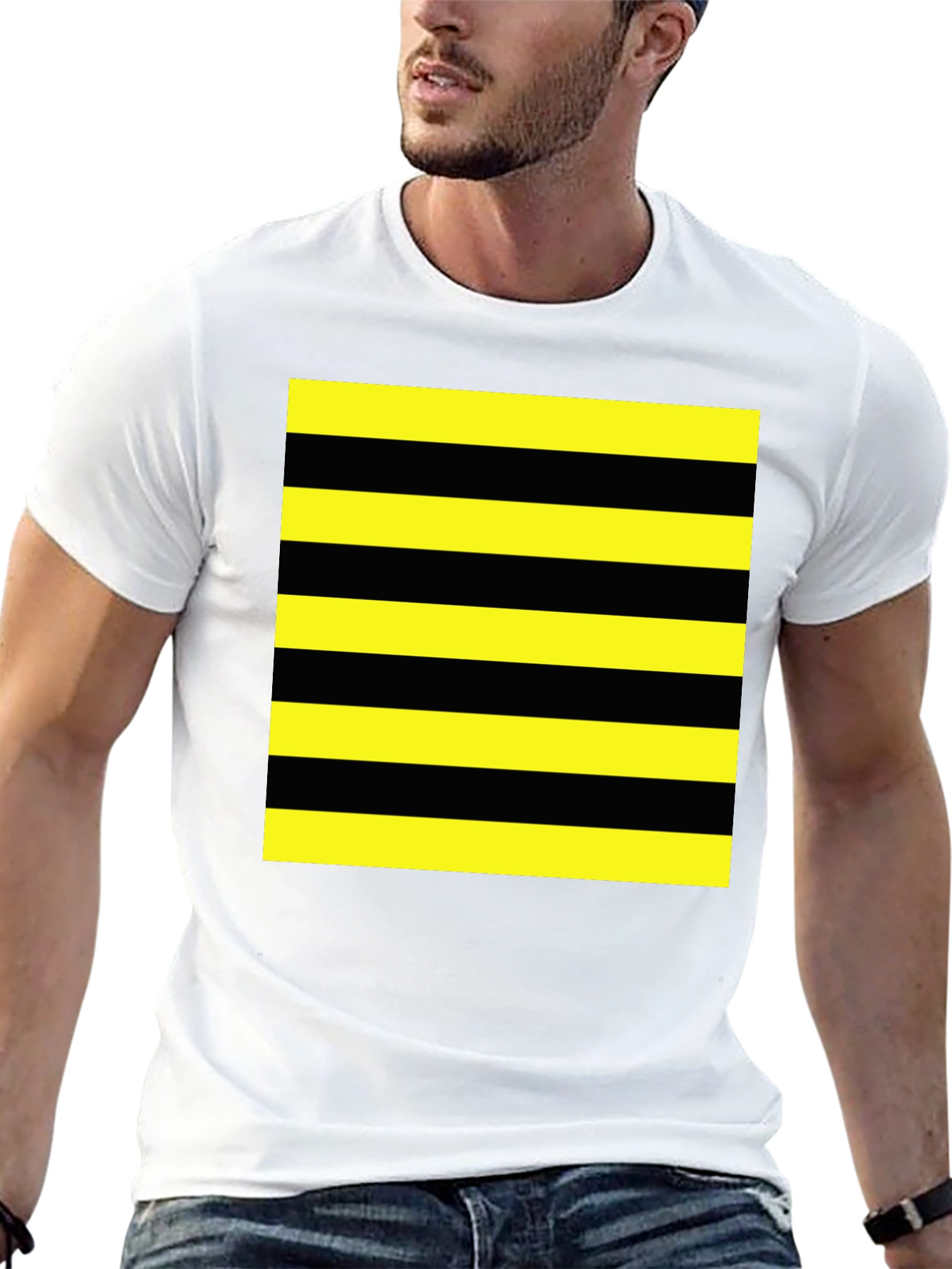 Striped Graphic Tee - Black and Yellow