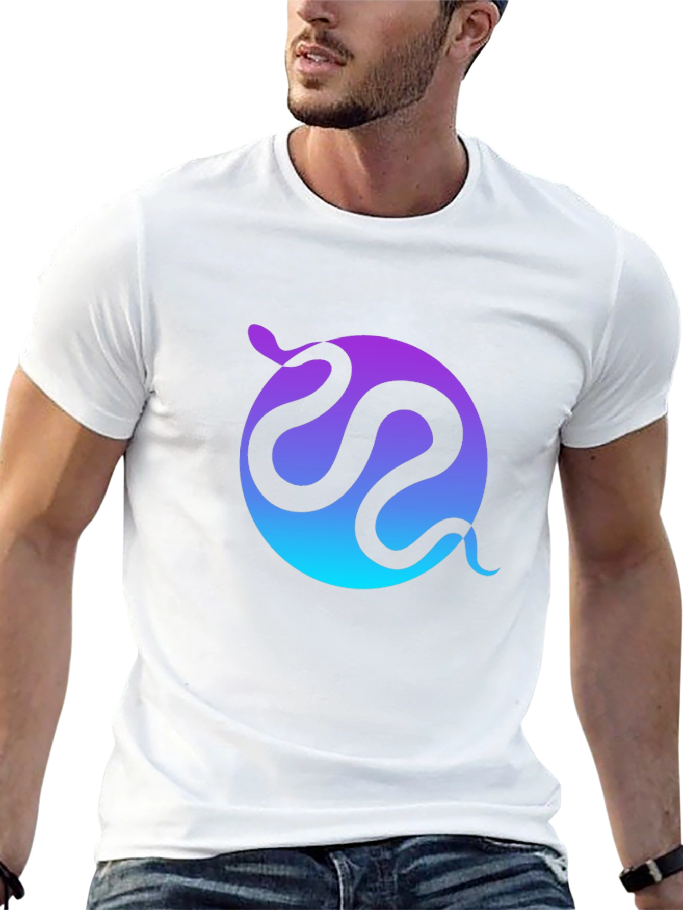 Gradient Snake Graphic Black T-Shirt