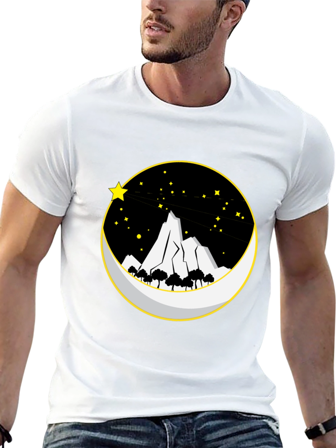 Mountain Moon Starry Night Graphic Tee