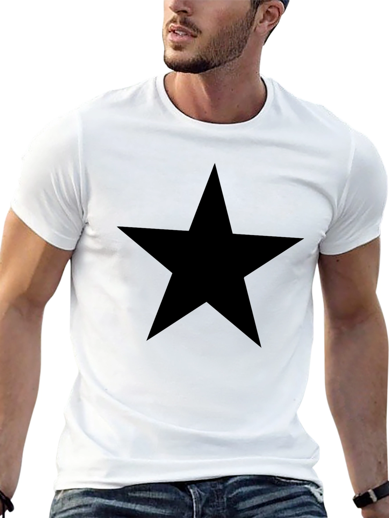 Bold Black Star Tee - Classic Casual Style