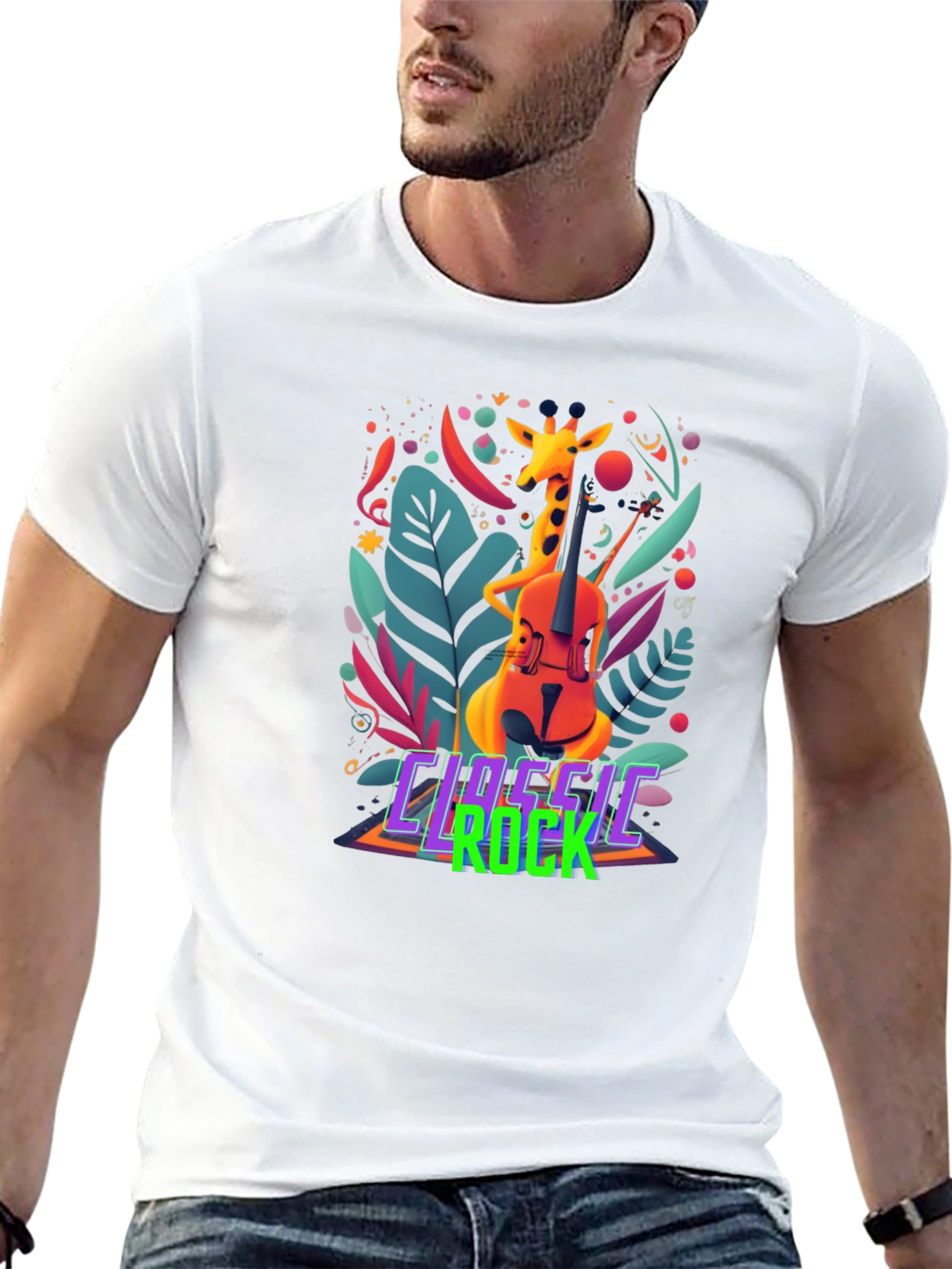 Classic Rock Giraffe Musician T-Shirt