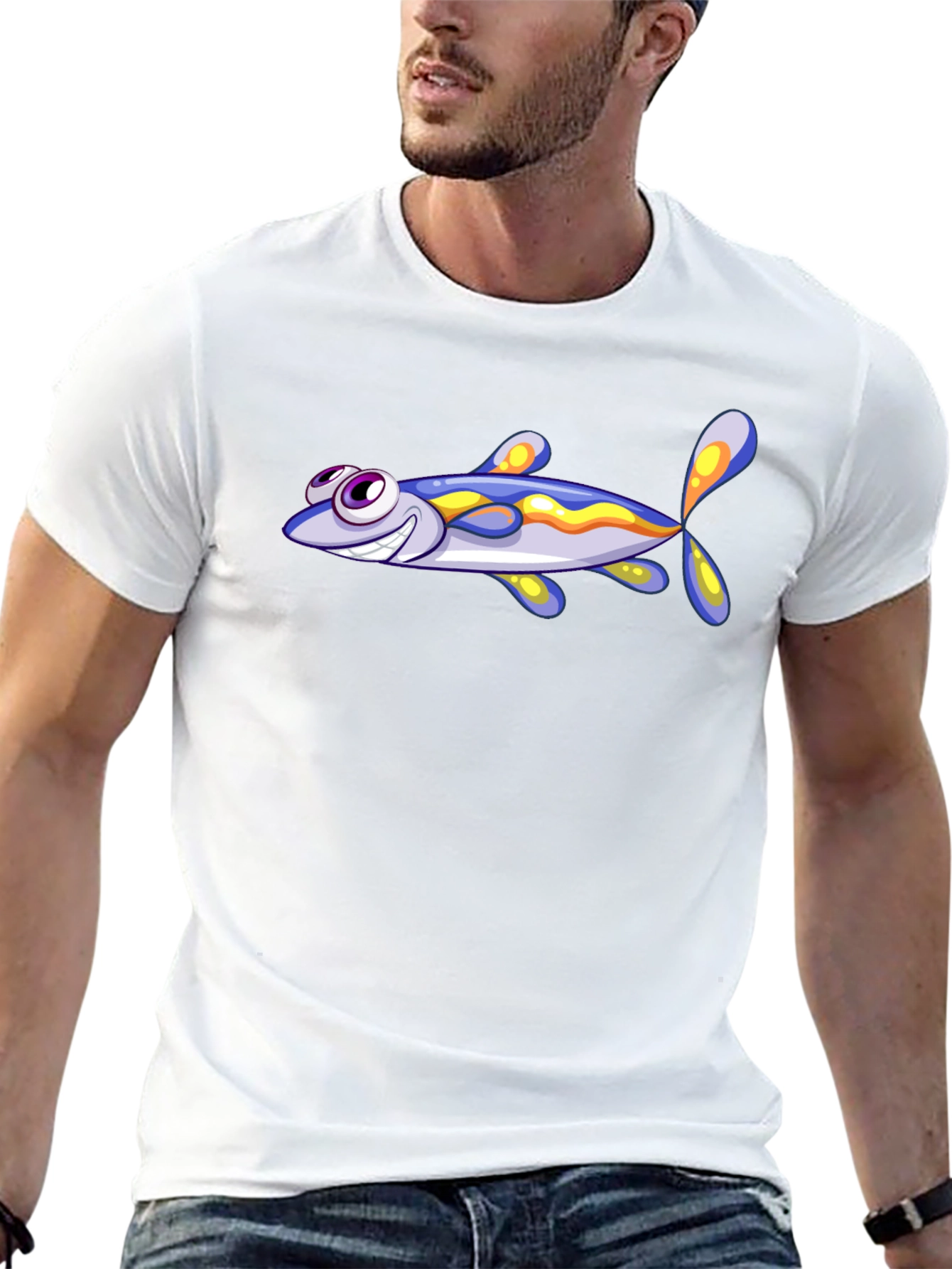 Cartoon Fish Graphic T-Shirt - Soft Cotton Blend