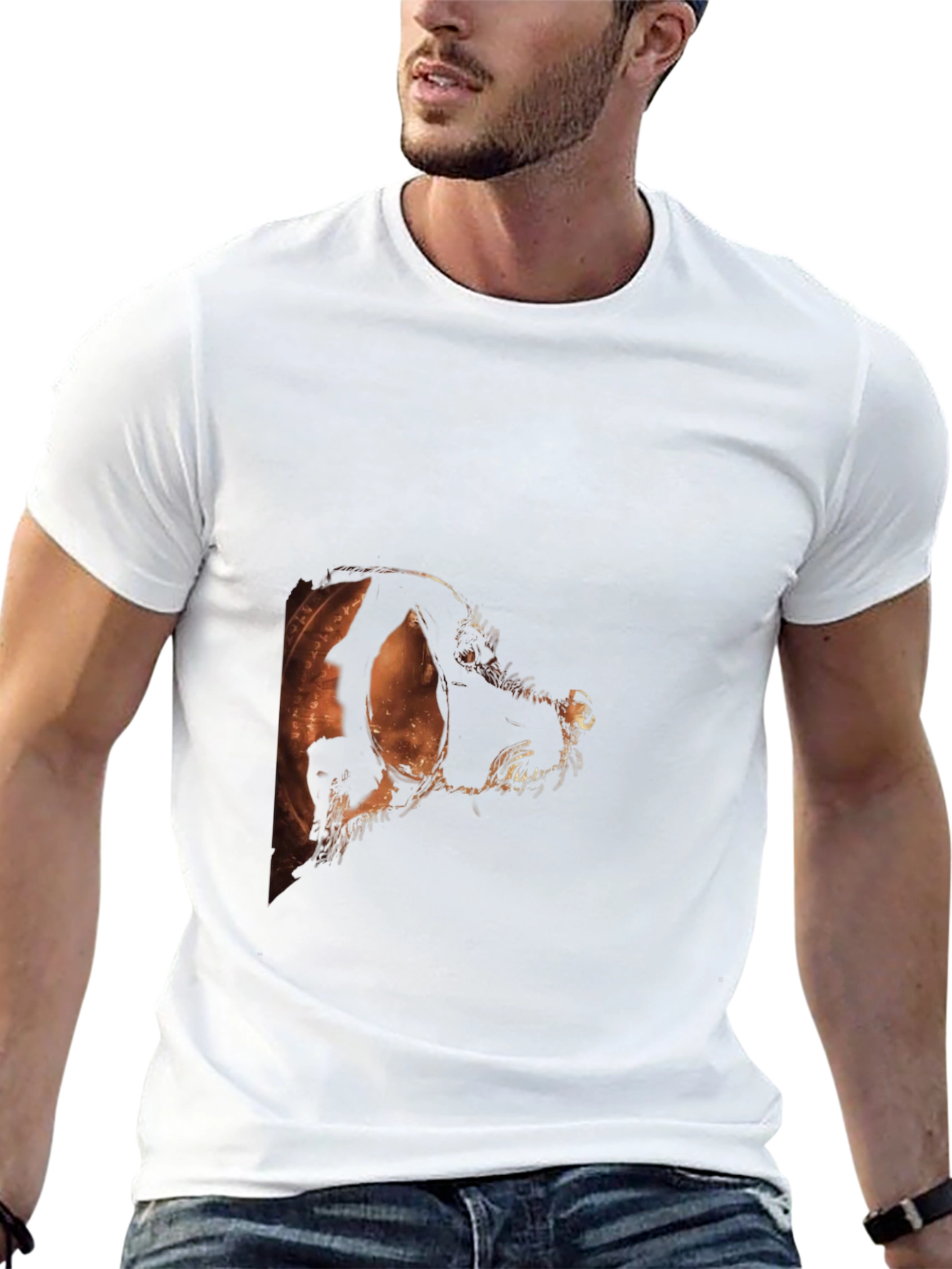 Abstract Dog Graphic Black T-Shirt