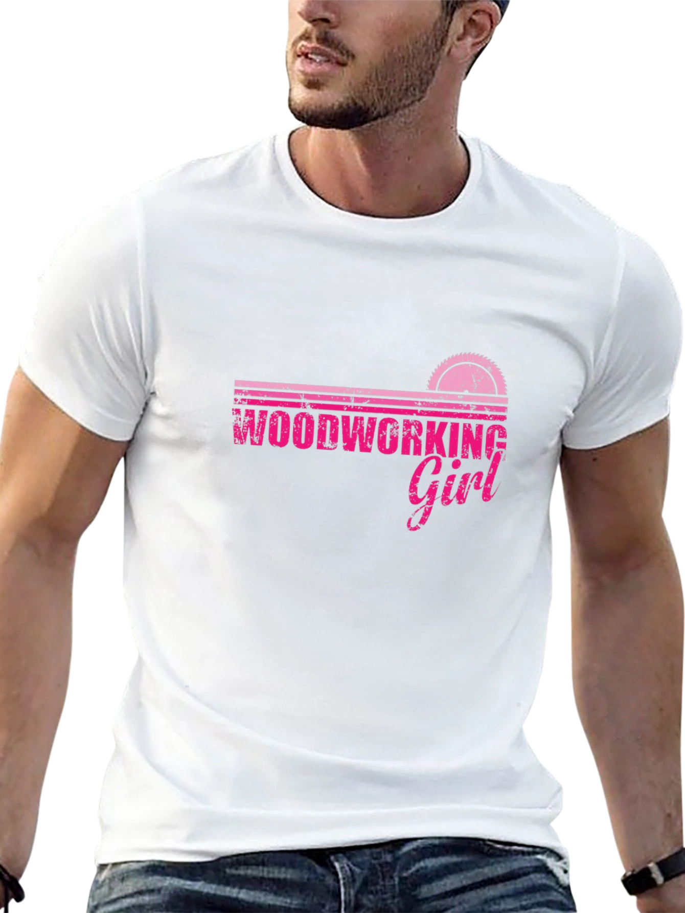 Woodworking Girl T-Shirt - Saw Blade Design