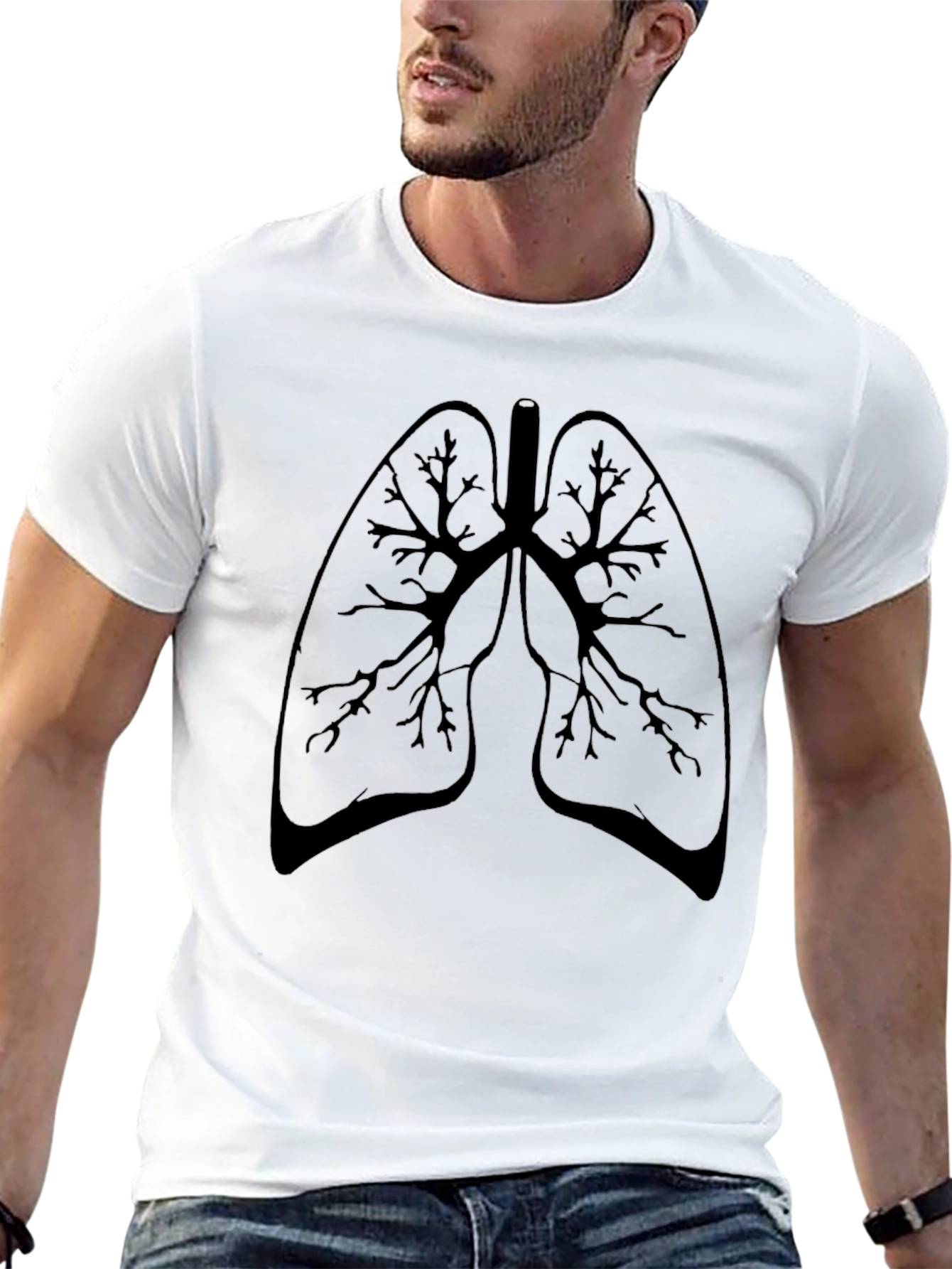 Anatomical Lungs Graphic Tee - Black Cotton T-Shirt