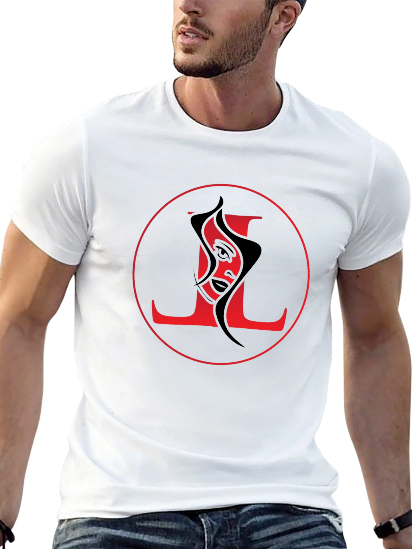 Abstract Face Graphic Tee - Stylish Black T-Shirt