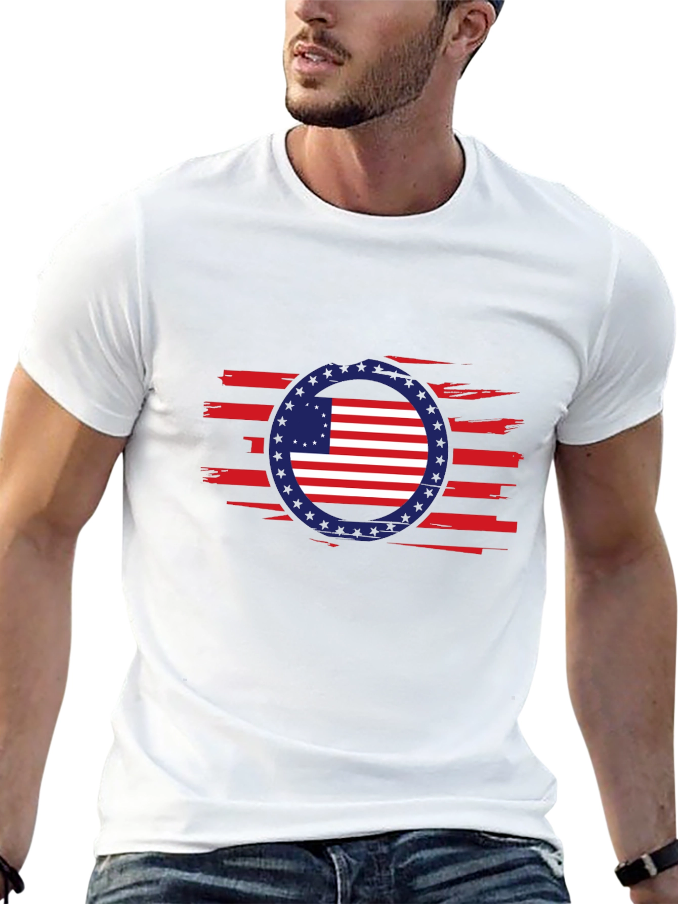 American Flag Patriotic Graphic T-Shirt