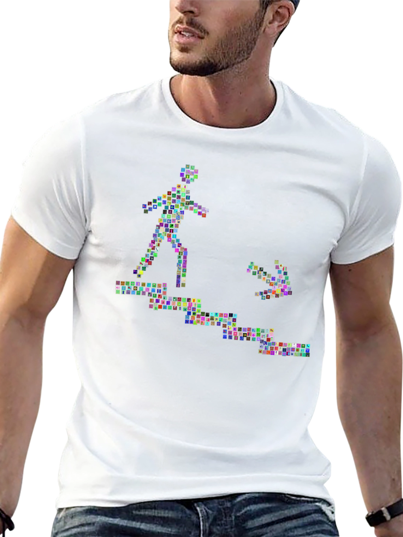 Abstract Graphic Print Black Crew Neck Tee