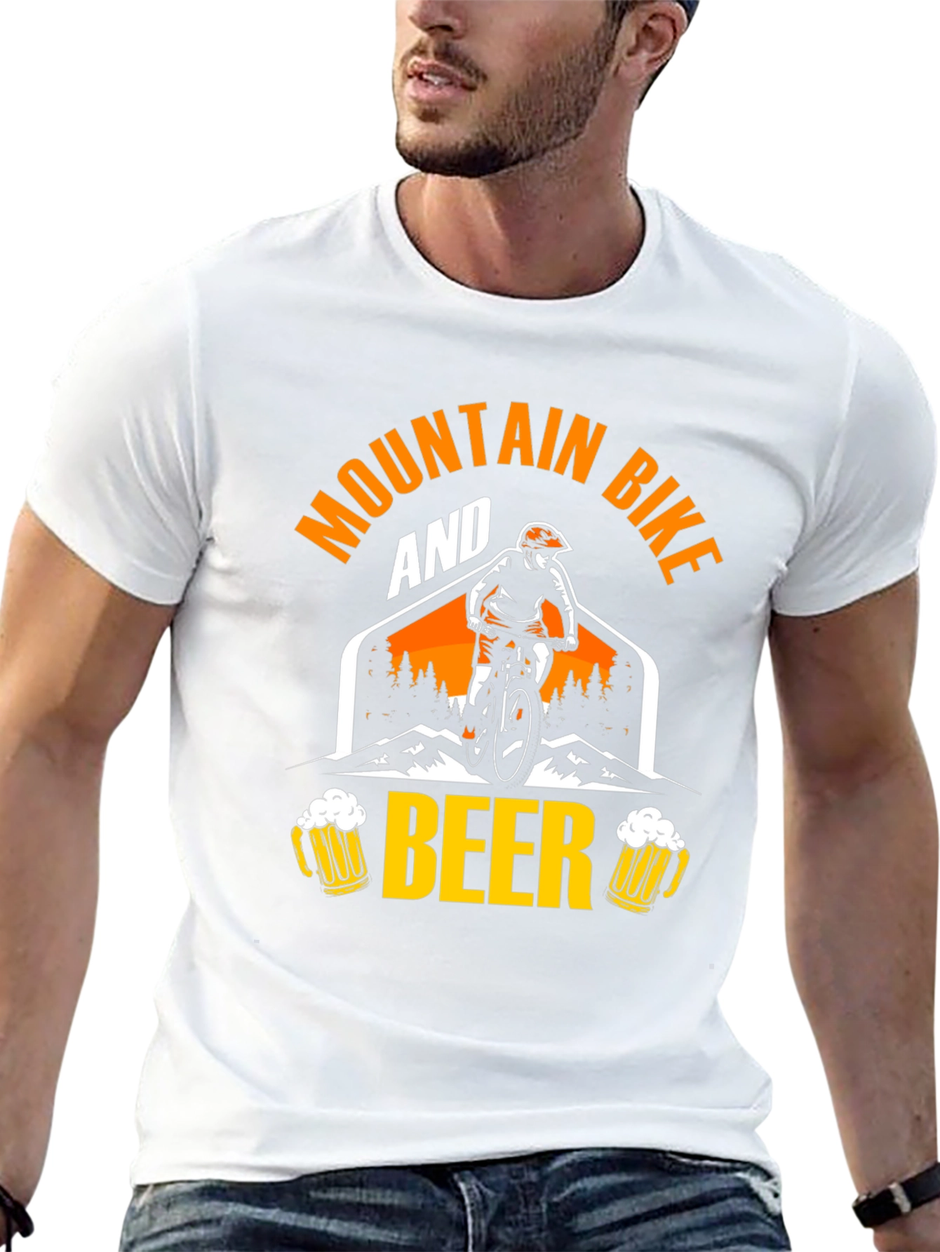 Mountain Bike & Beer Graphic Tee - Black