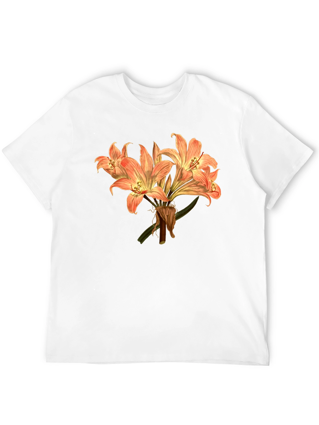 Floral T-Shirt Botanical Print Mens Black Tee