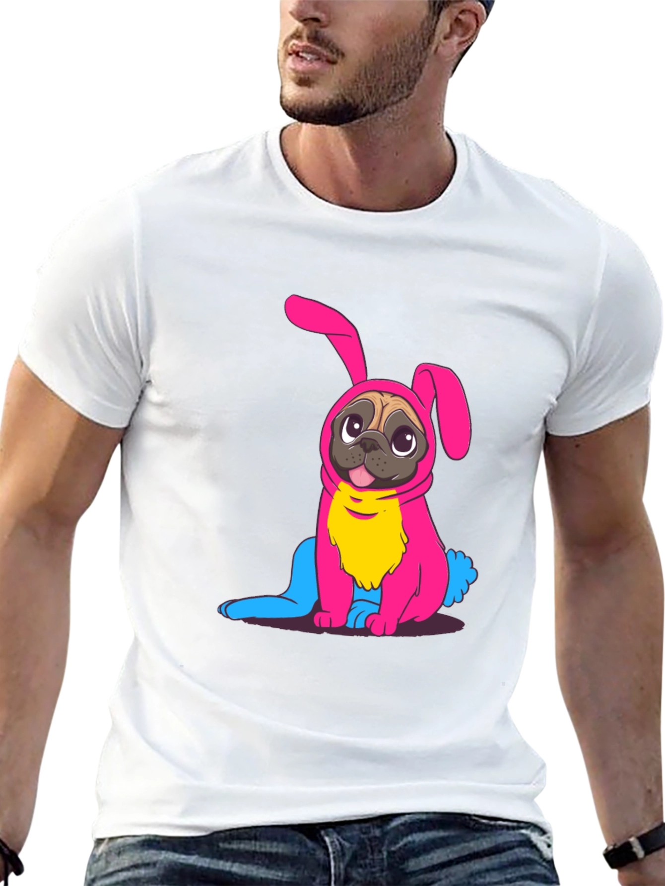 Bunny Pug Graphic Tee - Black