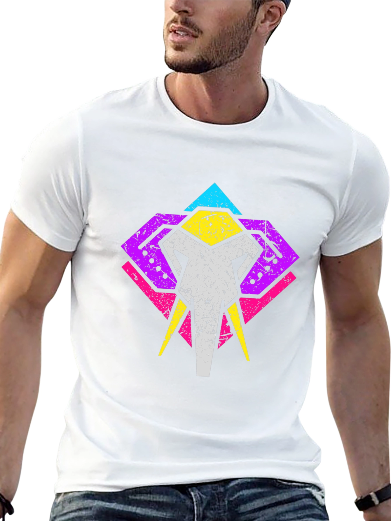 Retro Elephant Graphic Tee - Stylish Animal Design T-Shirt