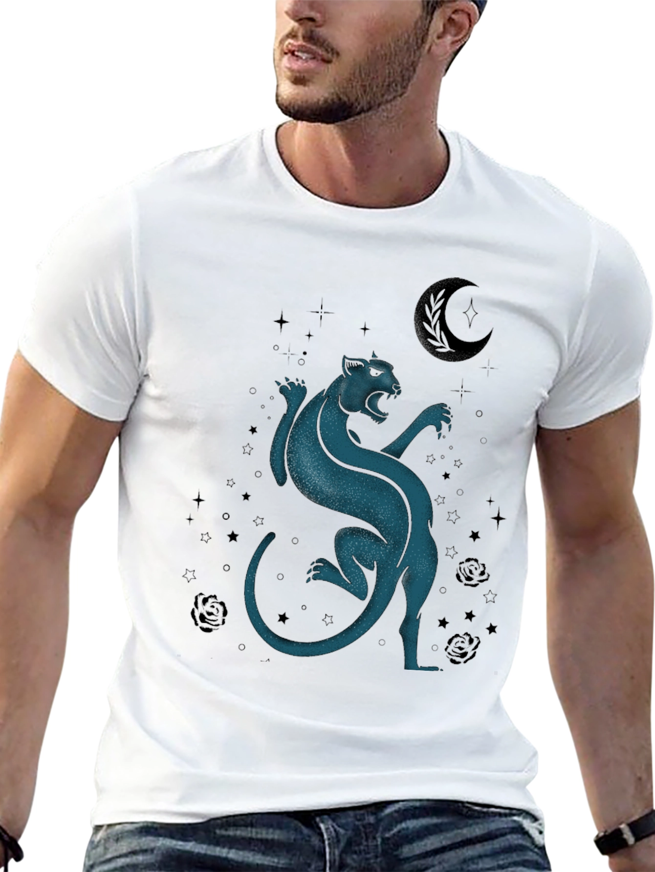 Mystic Panther Graphic Tee - Black Cotton Blend