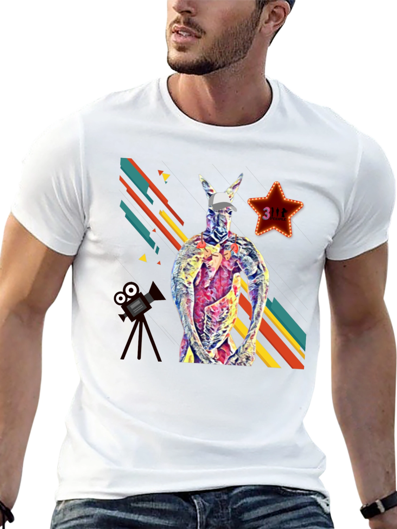 Kangaroo Star Mens Graphic T-Shirt