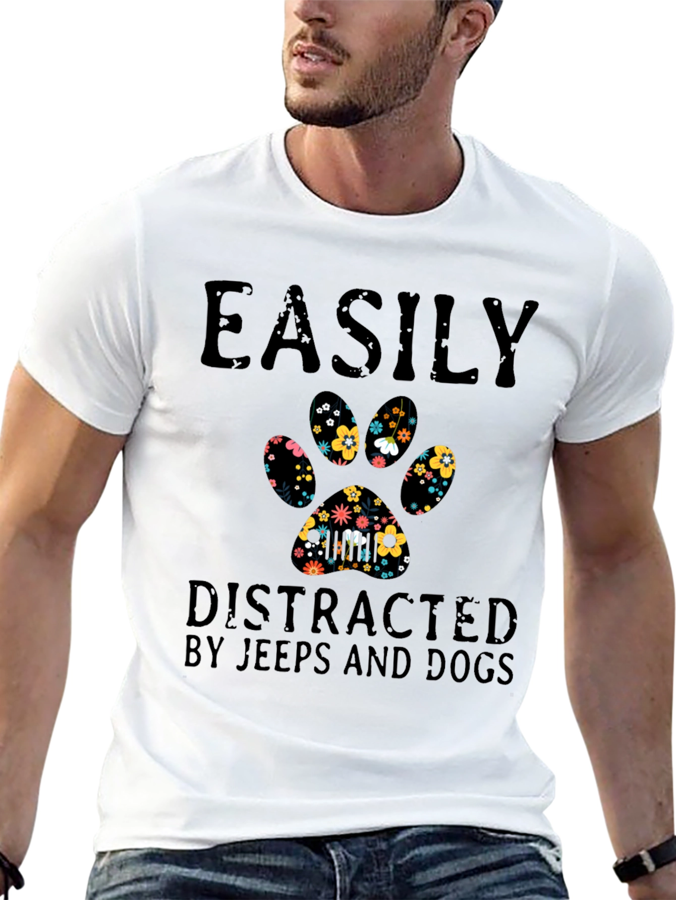 Easily Distracted By Jeeps and Dogs T-Shirt