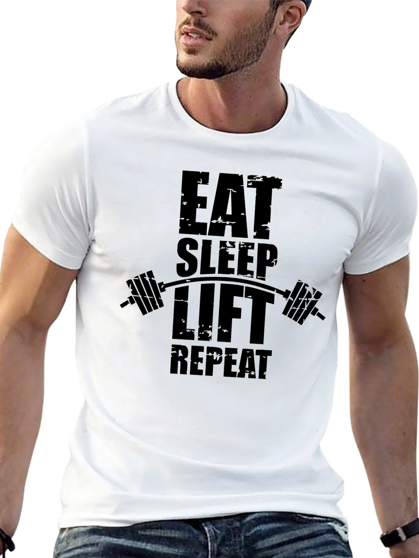 Eat Sleep Lift Repeat Black Gym T-Shirt