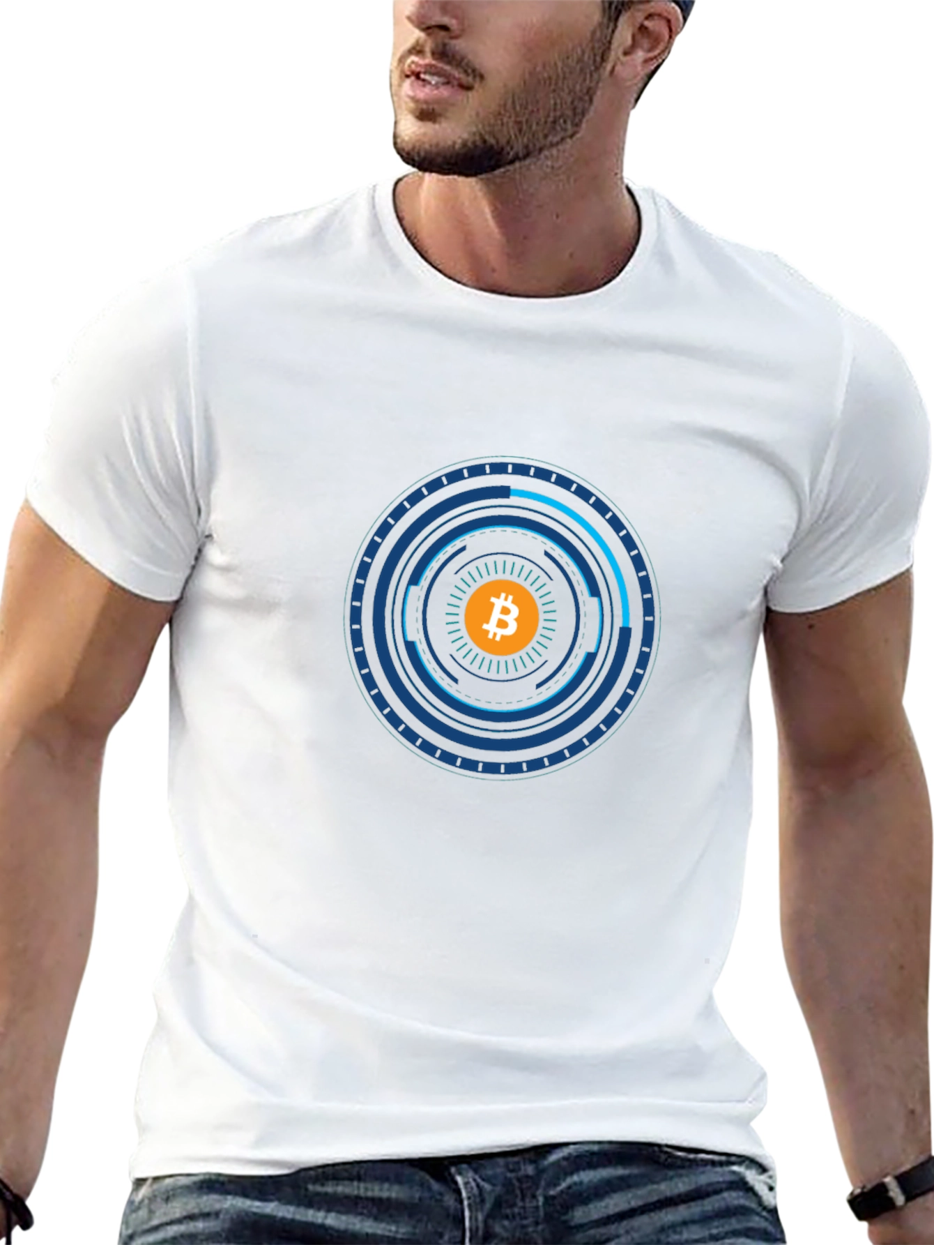 Bitcoin Tech Circle Graphic Black T-Shirt