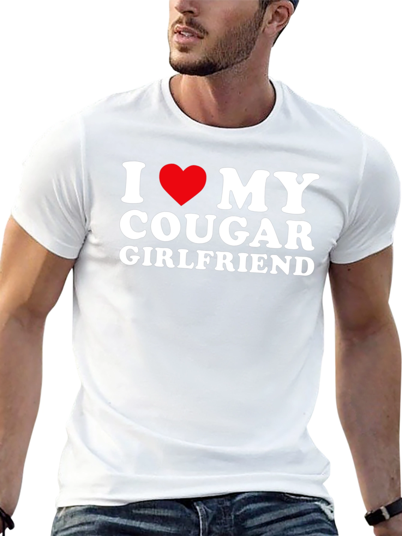 I Love My Cougar Girlfriend Black T-Shirt
