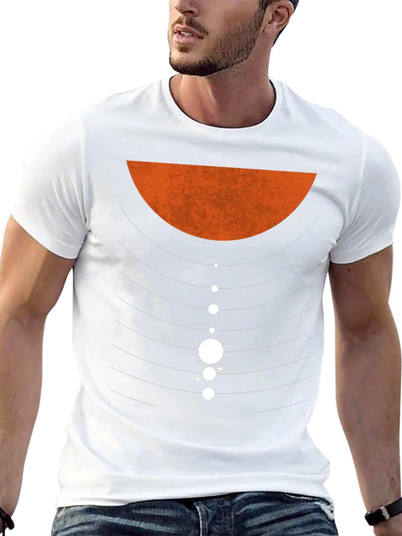 Planetary Orbit Graphic T-Shirt - Black Cotton Blend