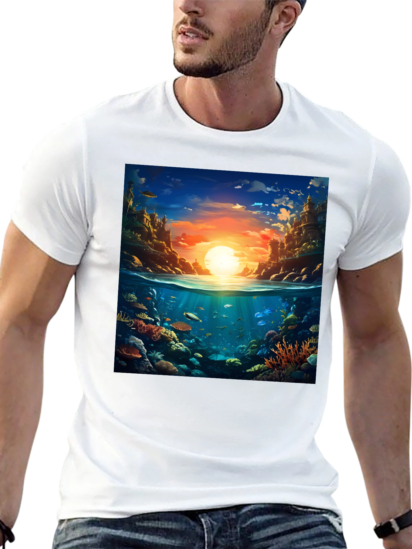 Ocean Reef Scene Graphic Tee - Dive into Style
