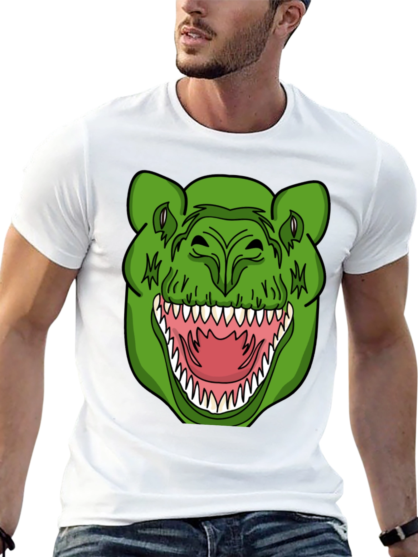 Dinosaur Graphic T-Shirt - Black Crew Neck Tee