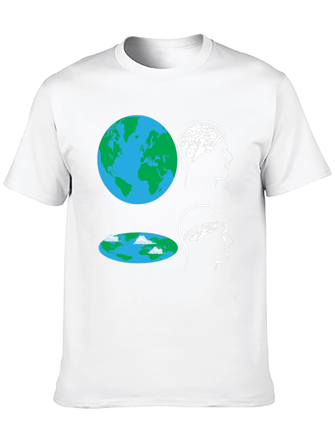 Flat Earth Brain Tee: Round vs. Flat Mindset T-Shirt