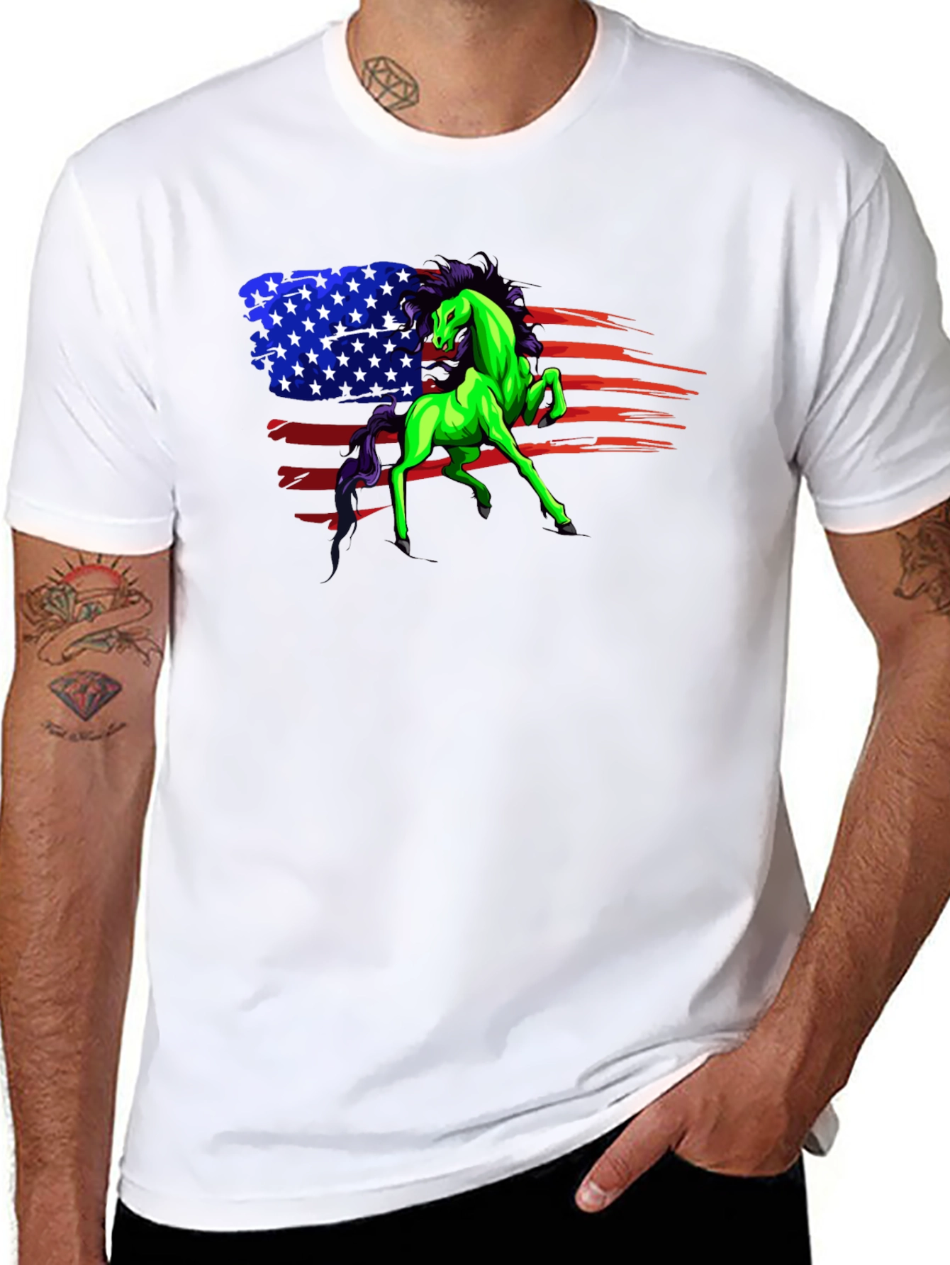 Patriotic Horse Graphic Tee - Unisex Black Shirt