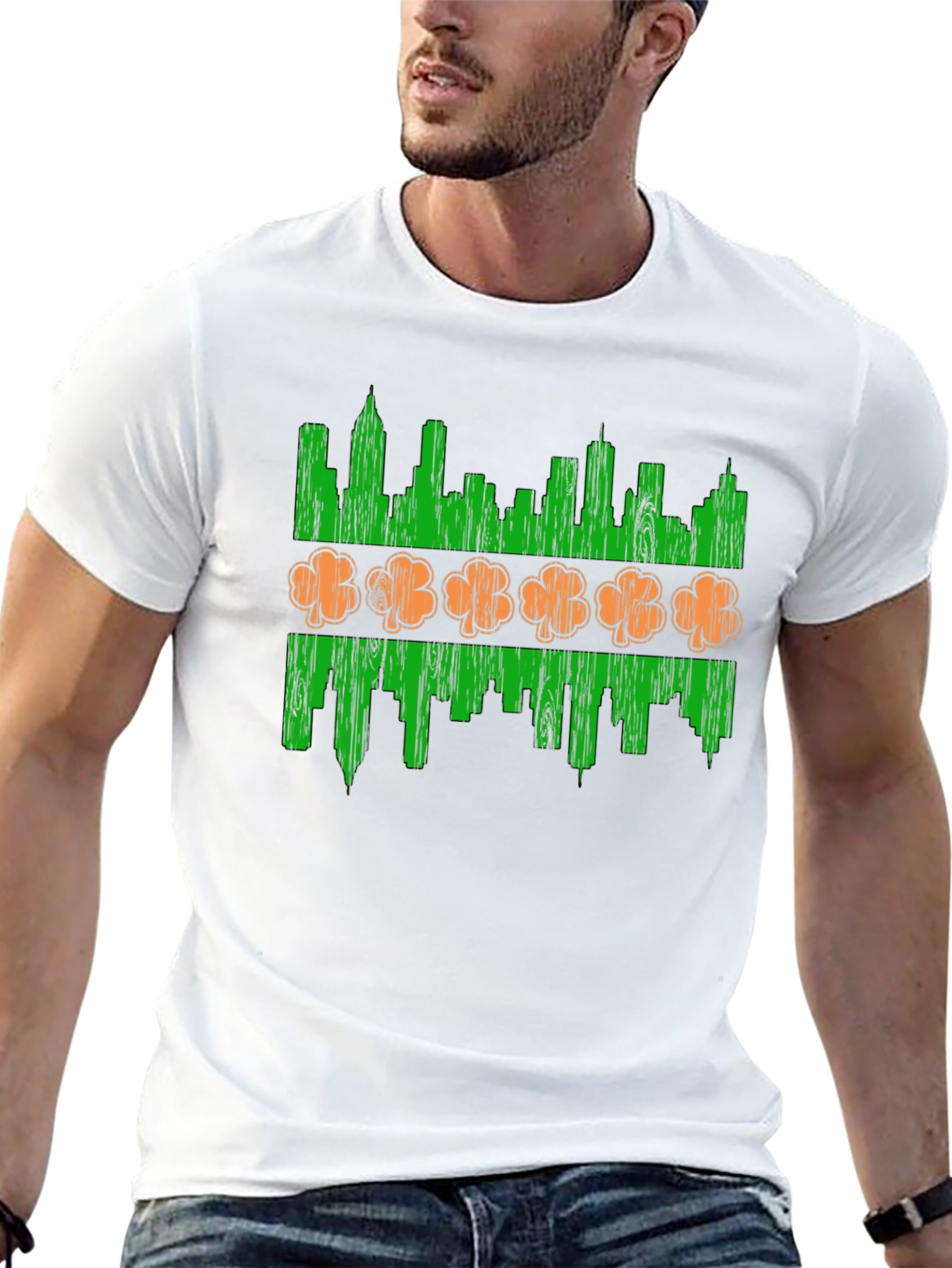 St. Patricks Day Chicago Skyline Shamrock T-Shirt