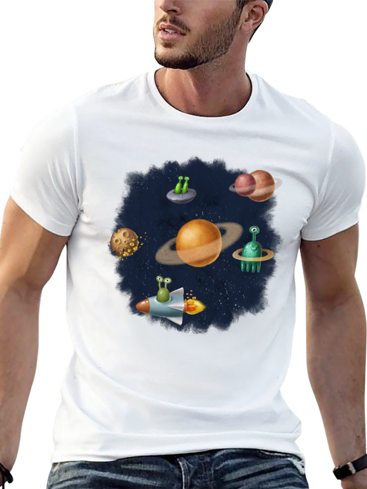 Space Alien Planet Graphic T-Shirt