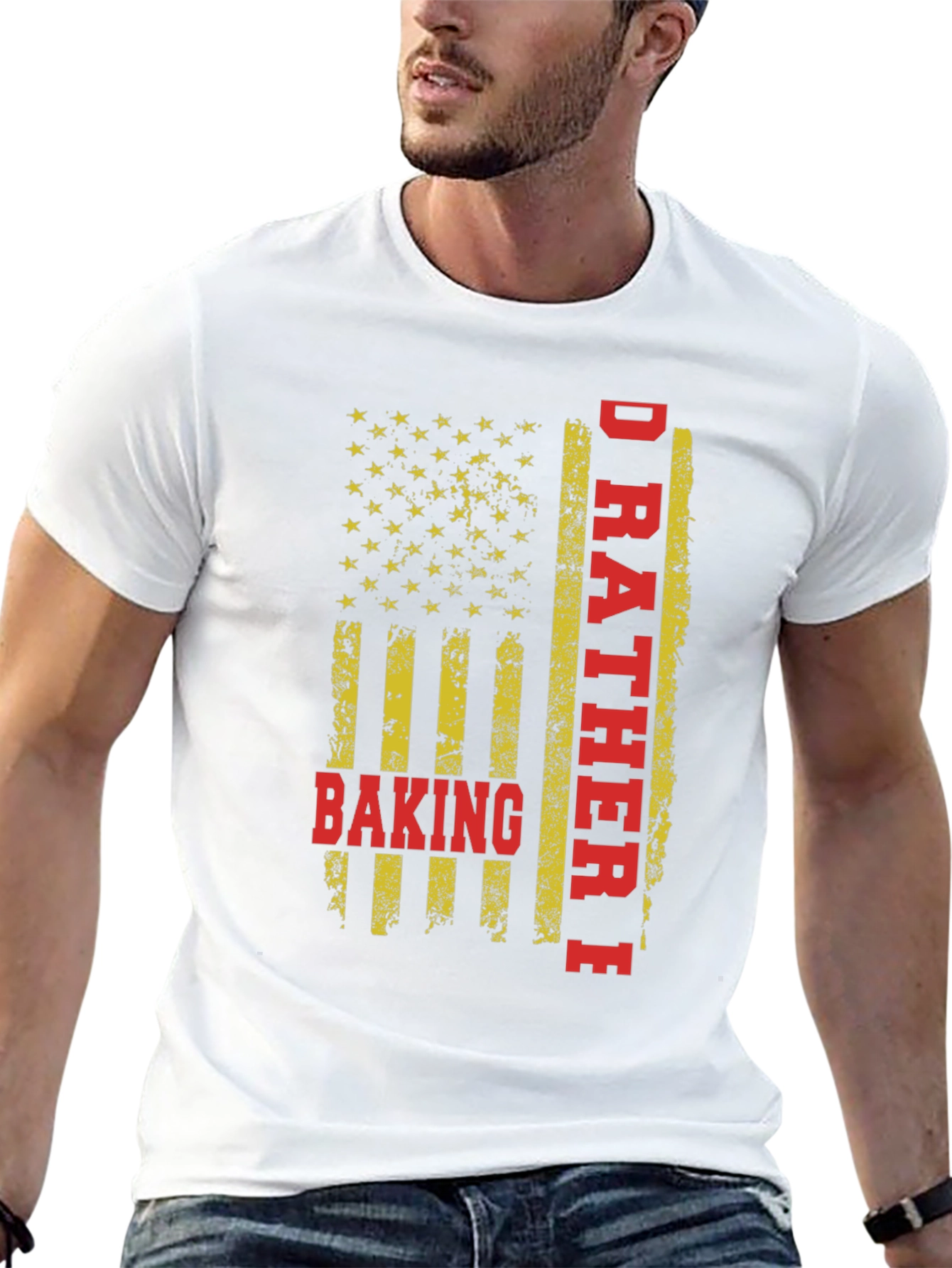 Id Rather Be Baking T-Shirt - American Flag Design