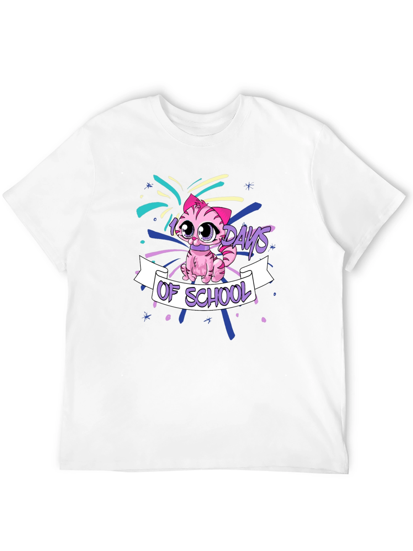 100 Days of School Pink Cat T-Shirt