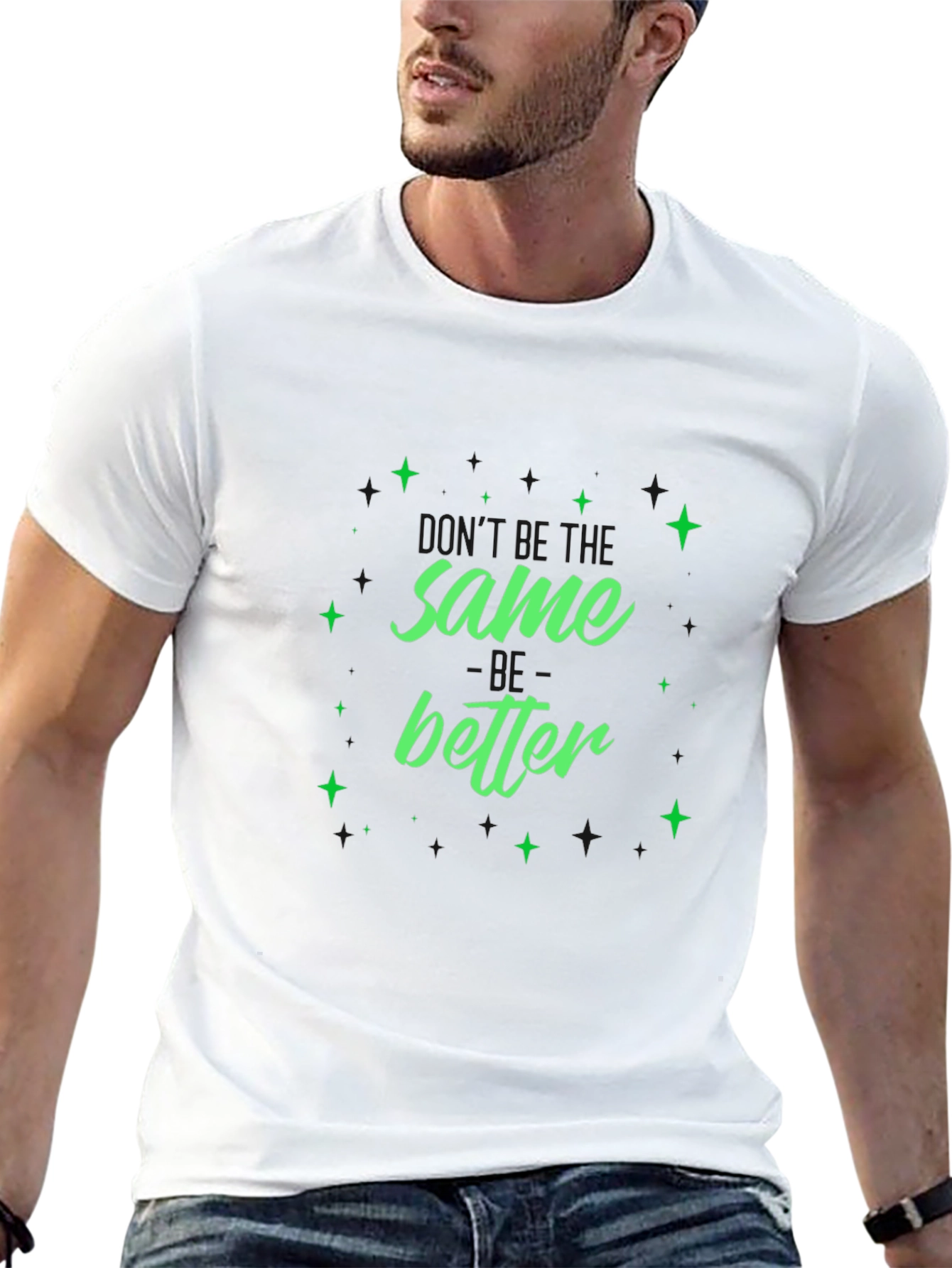 Same Better Green Graphic Black T-Shirt
