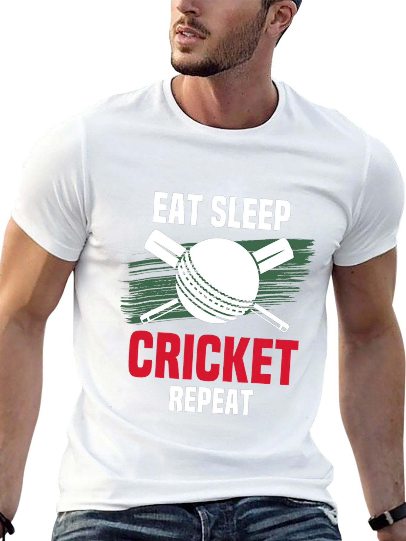 Eat Sleep Cricket Repeat Graphic Tee
