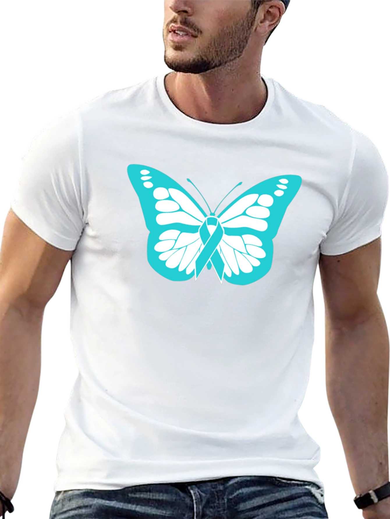 Teal Butterfly Ribbon Awareness T-Shirt