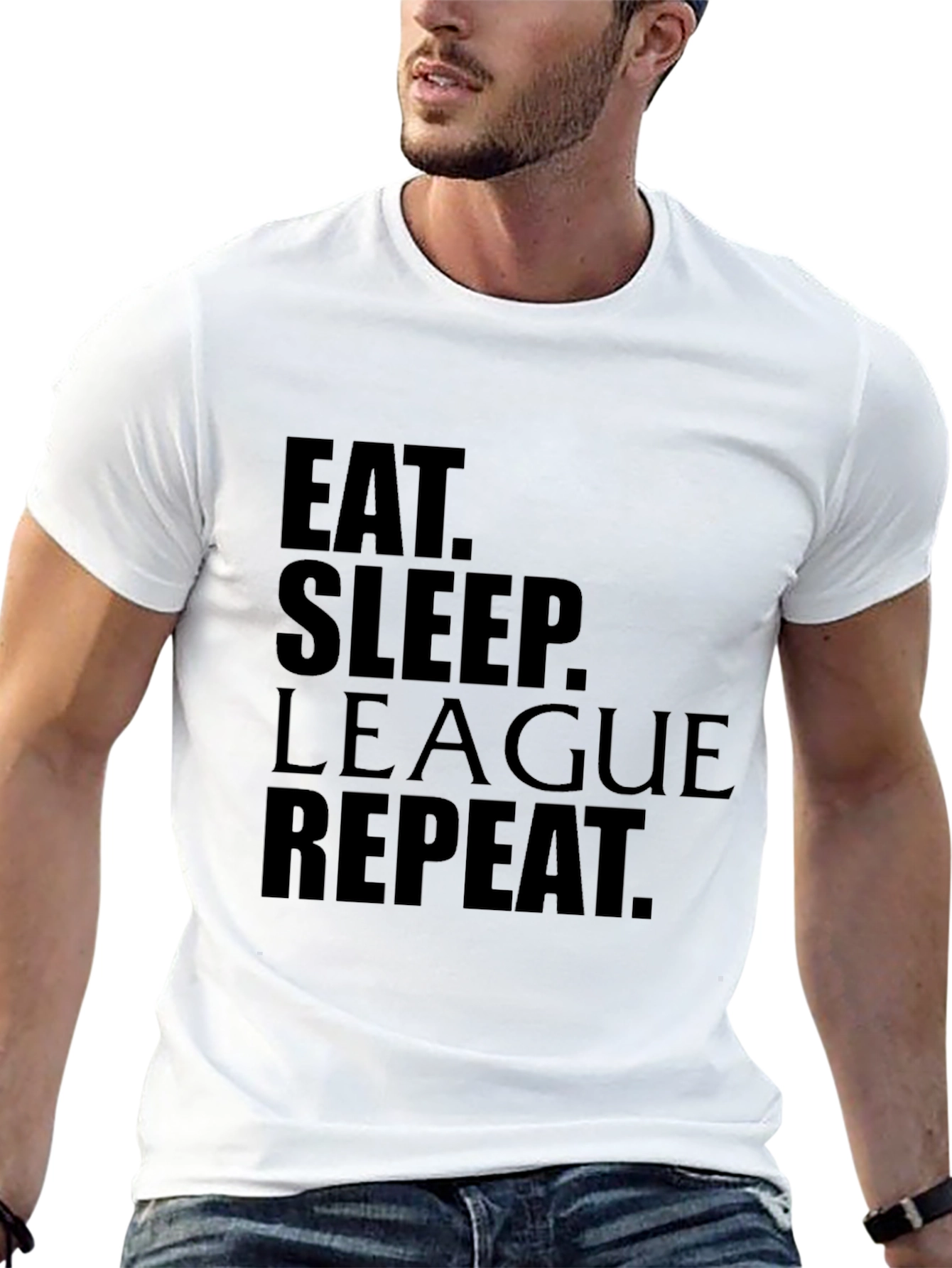 Eat Sleep League Repeat Black Graphic Tee