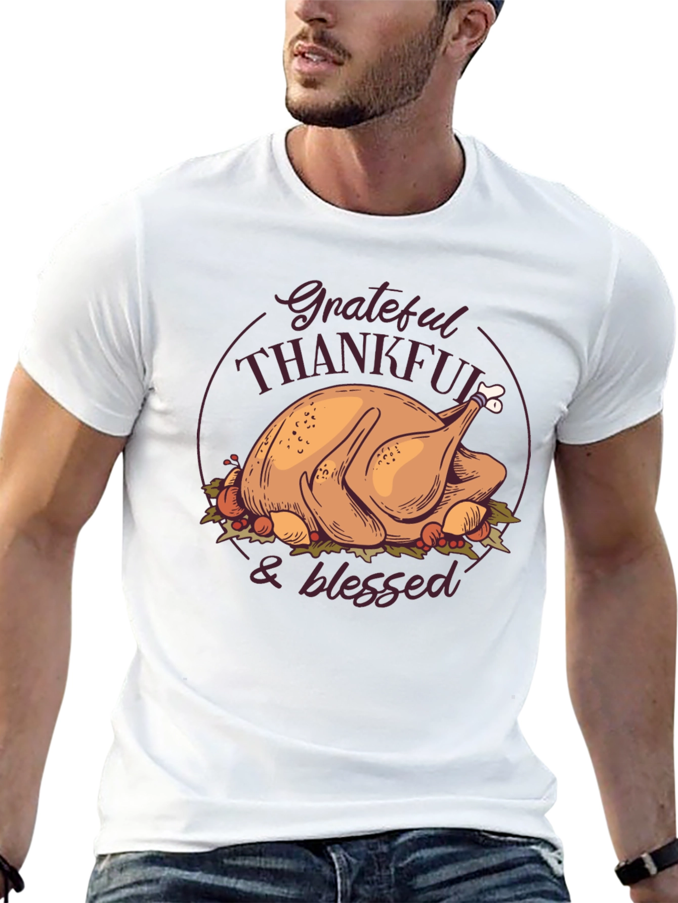 Thanksgiving Turkey Grateful Blessed T-Shirt