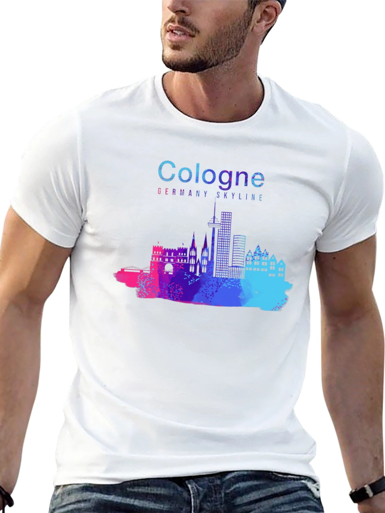 Cologne Germany Skyline Black T-Shirt