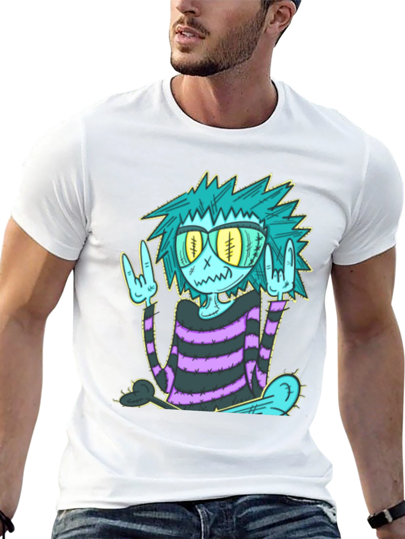 Cool Cartoon Monster Graphic T-Shirt