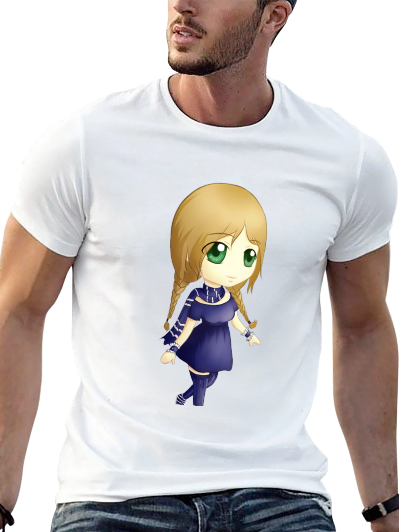 Anime Character Graphic Tee - Black Cotton Shirt