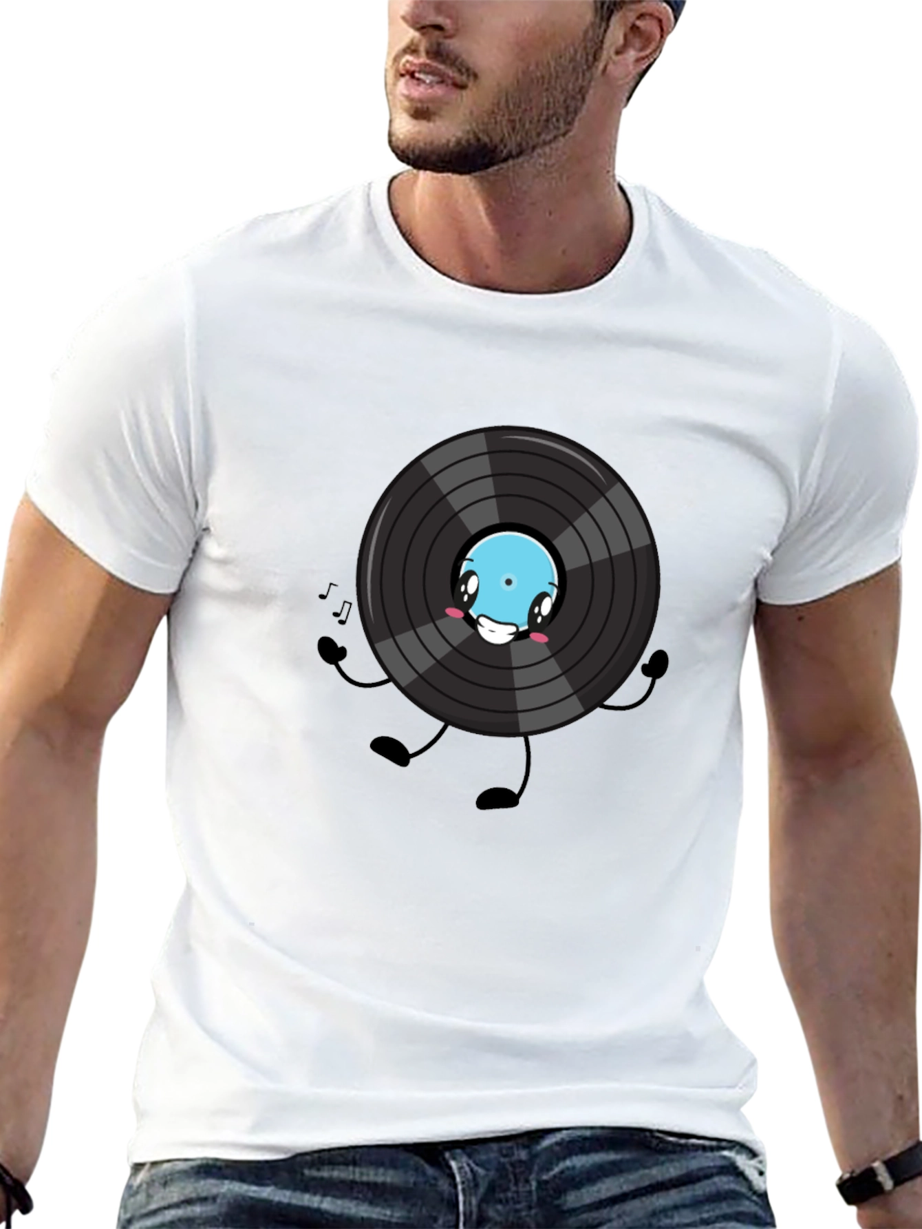 Cartoon Vinyl Record Graphic Tee