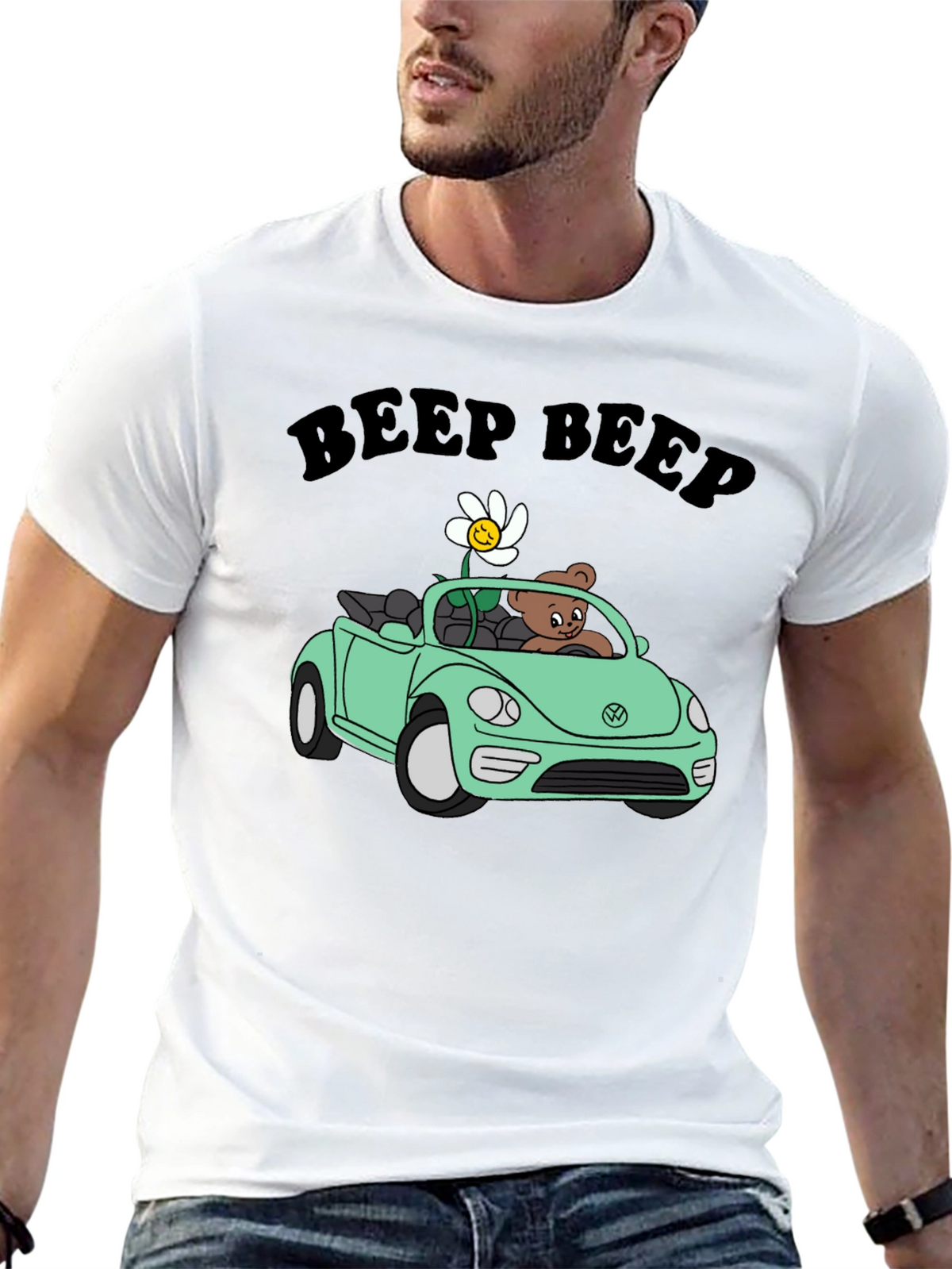 Beep Beep Bear Car Graphic T-Shirt