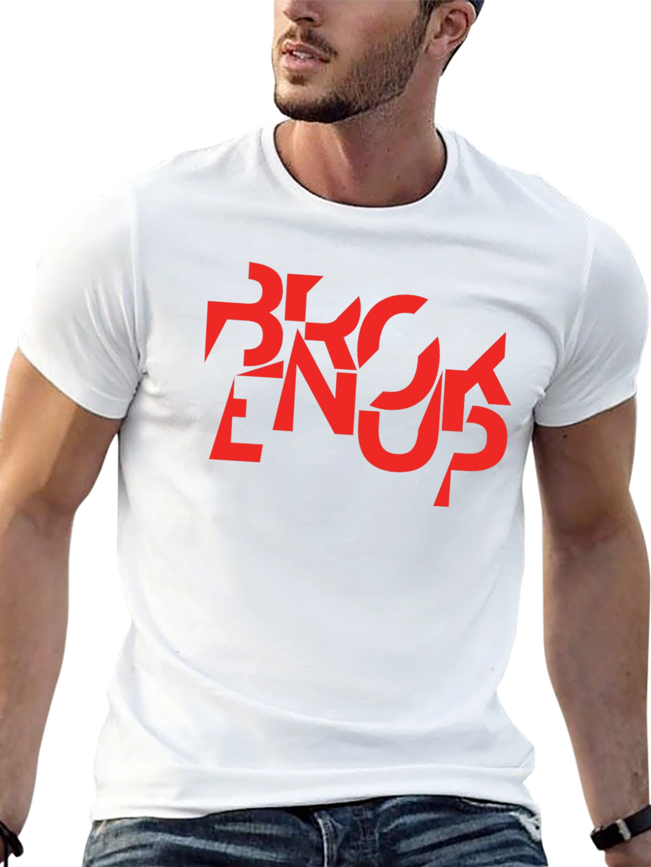 Abstract Graphic T-Shirt - Black with Red Design
