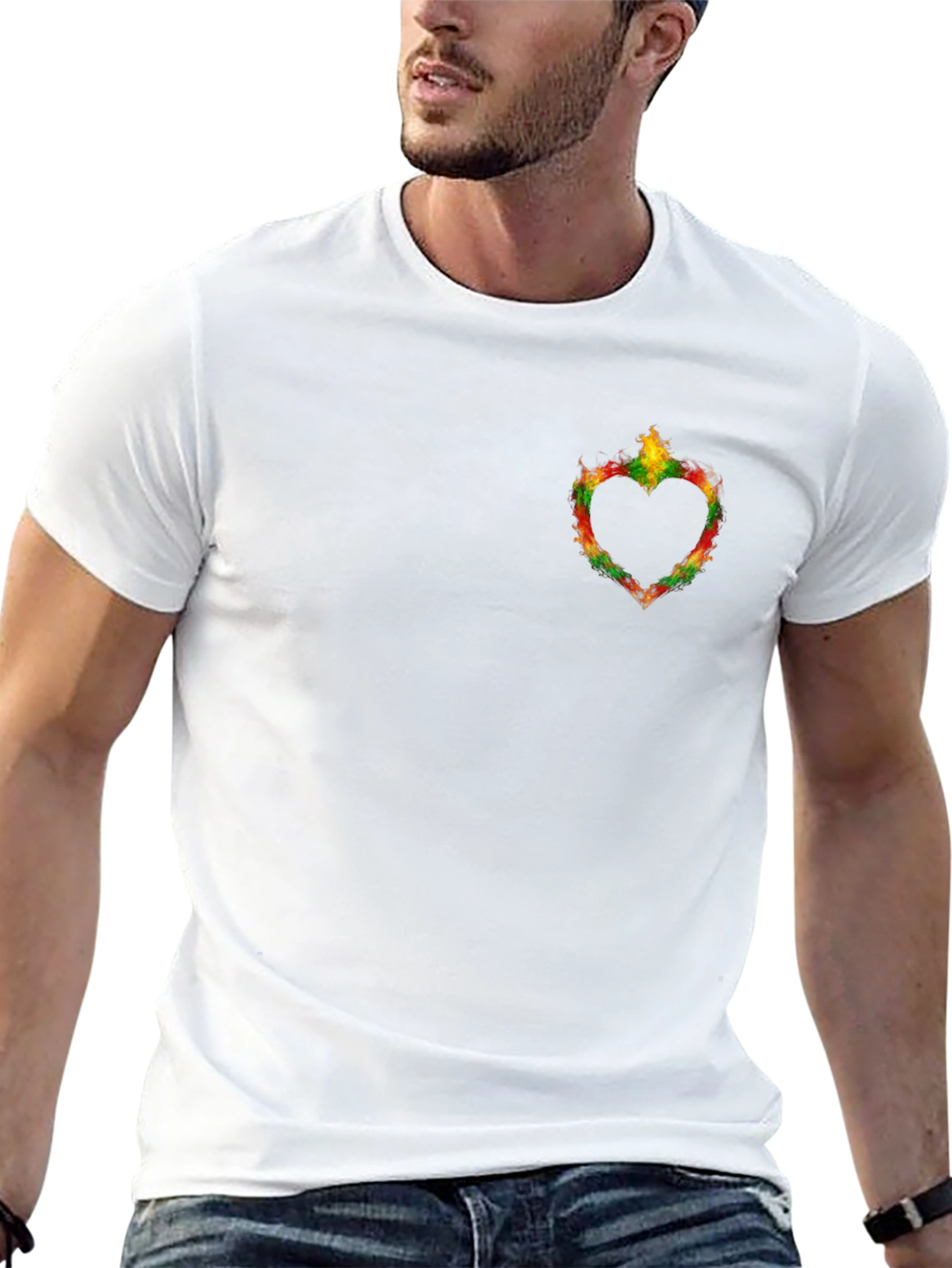 Heart Flame Graphic Black T-Shirt