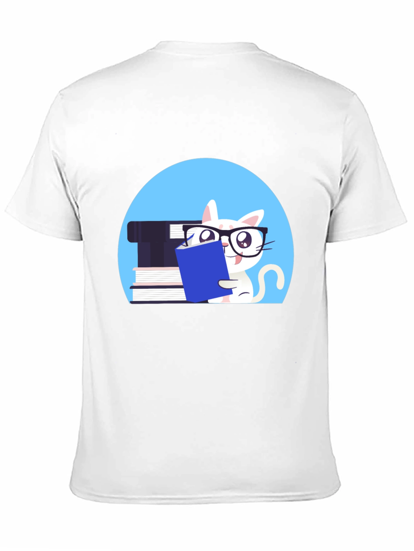 Reading Cat Graphic Tee - Unisex Cotton T-Shirt