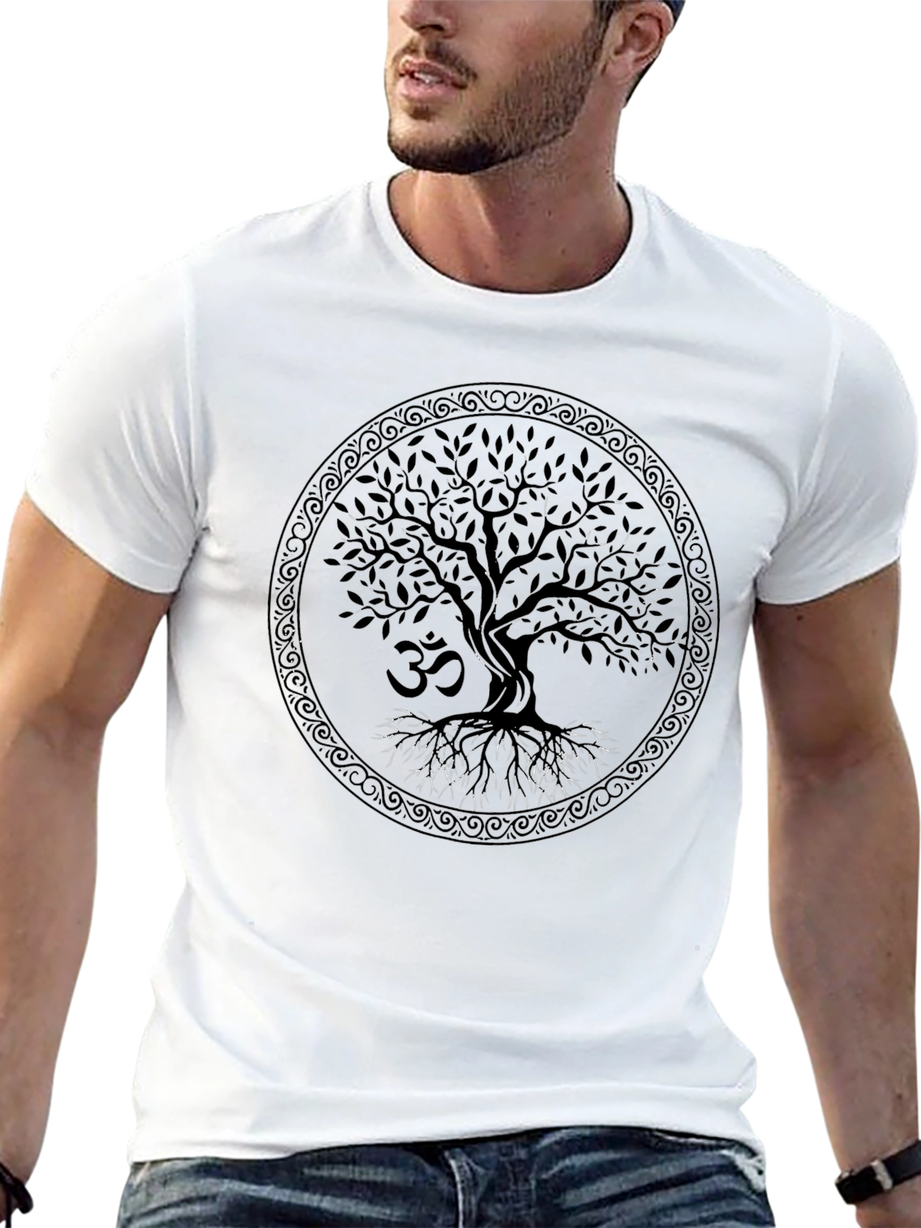 Tree of Life Om Symbol Black T-Shirt