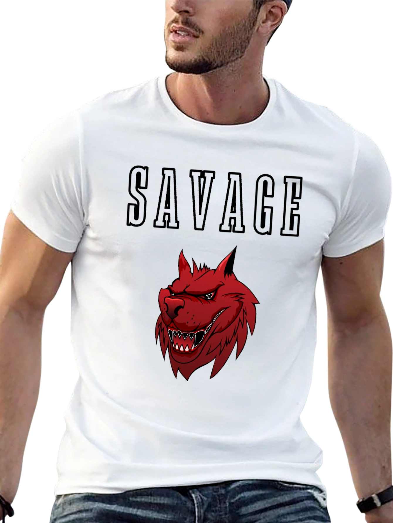 Savage Wolf Graphic Tee - Bold Black T-Shirt
