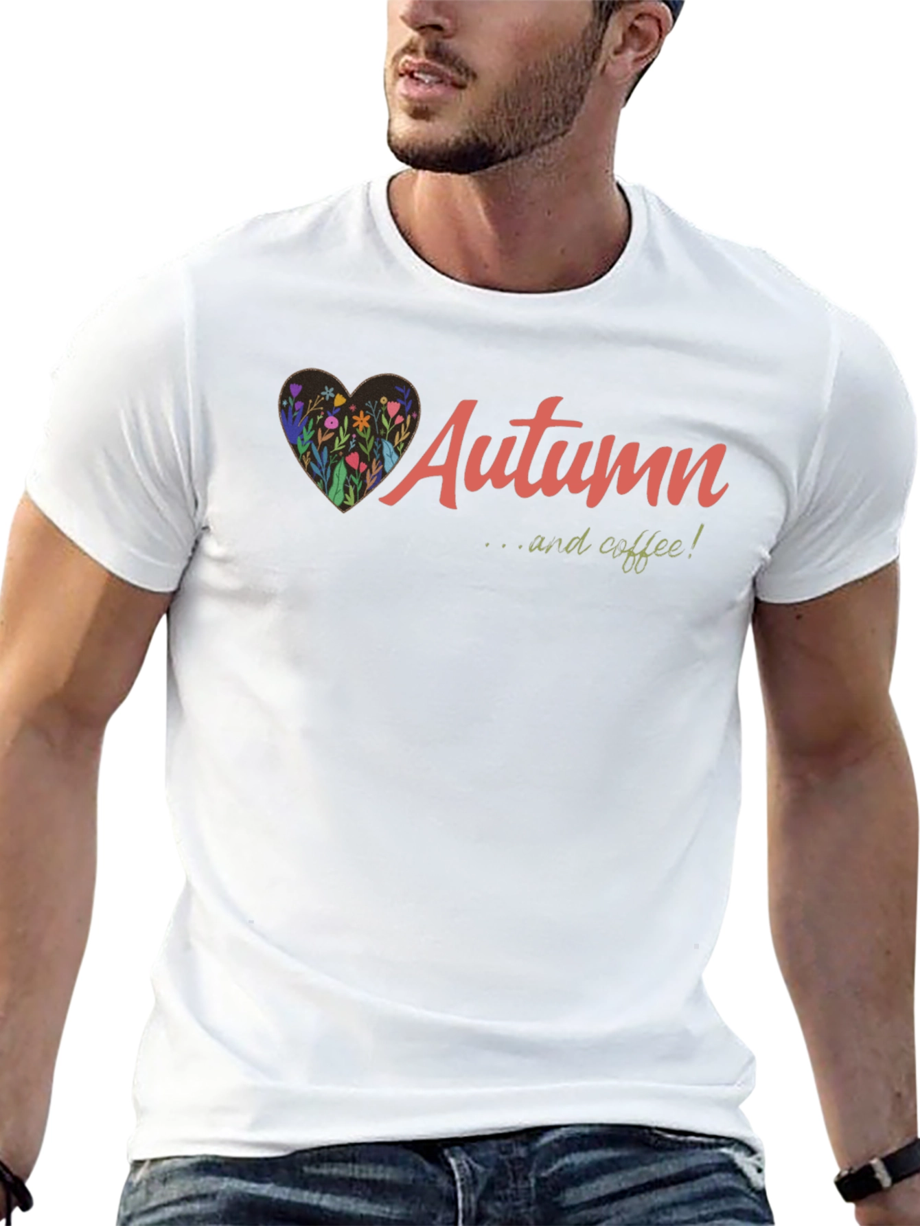 Autumn & Coffee Graphic Tee - Soft Black Cotton